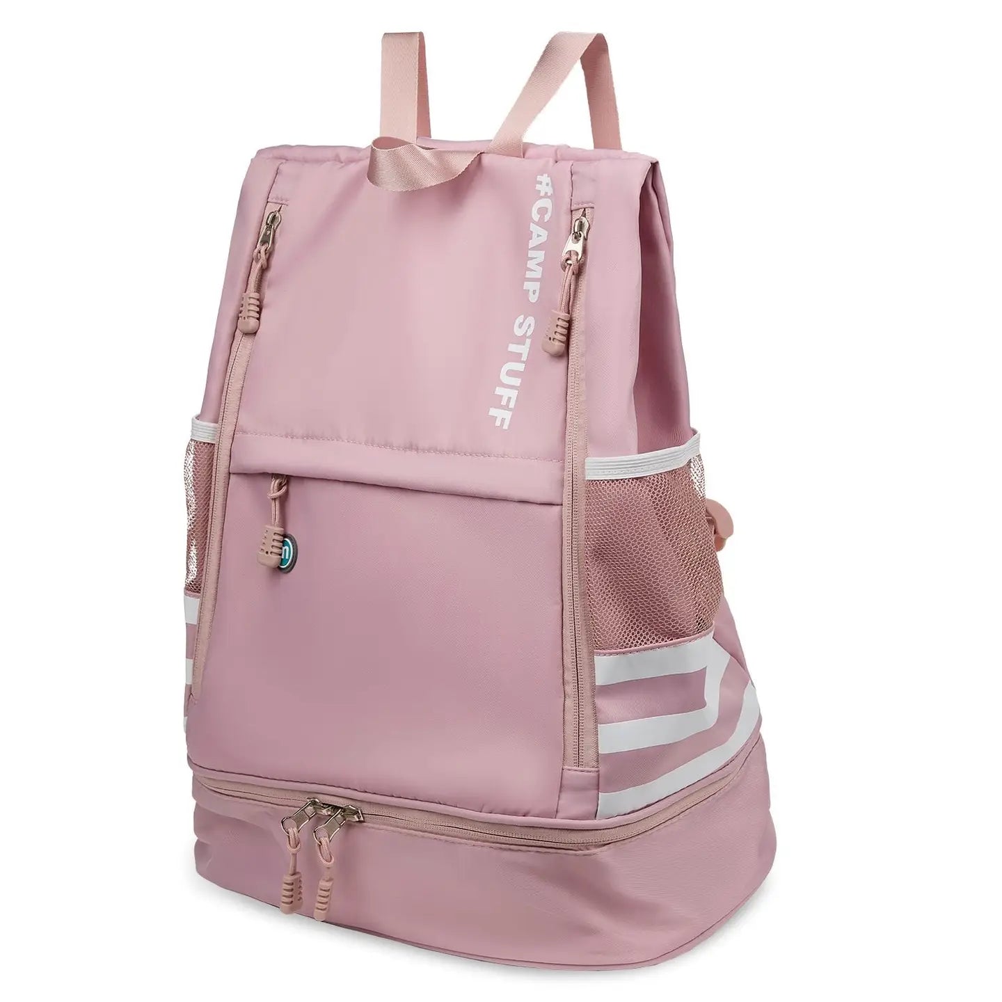 Sporty Side Stripe Waterproof Camp Backpack - Pink