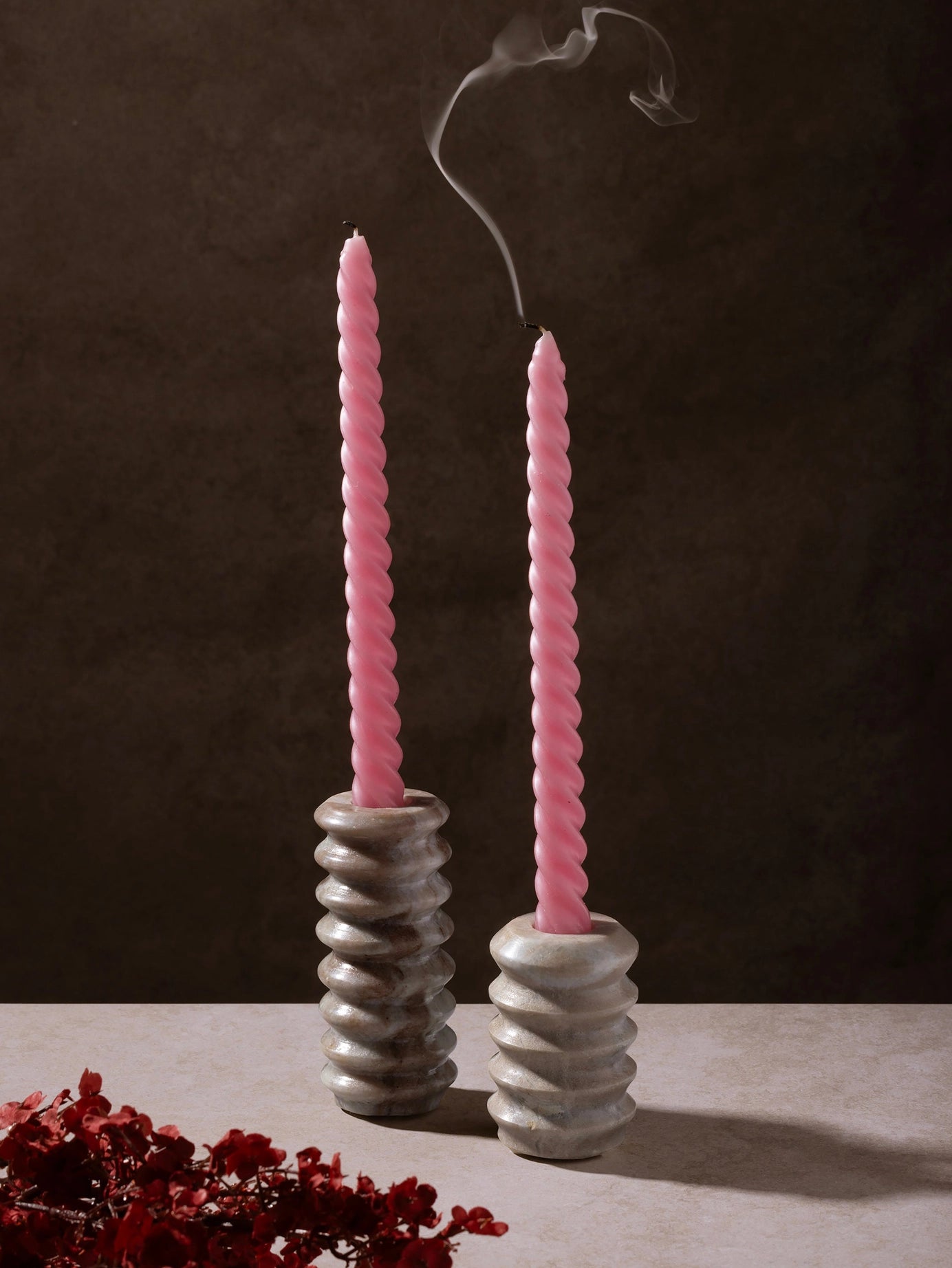 Marble Candle holders, set of 2