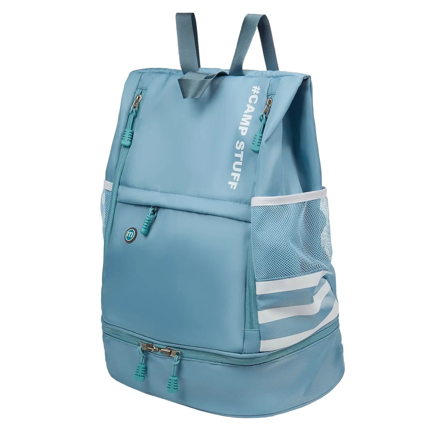 Sporty Side Stripe Waterproof Camp Backpack - Blue