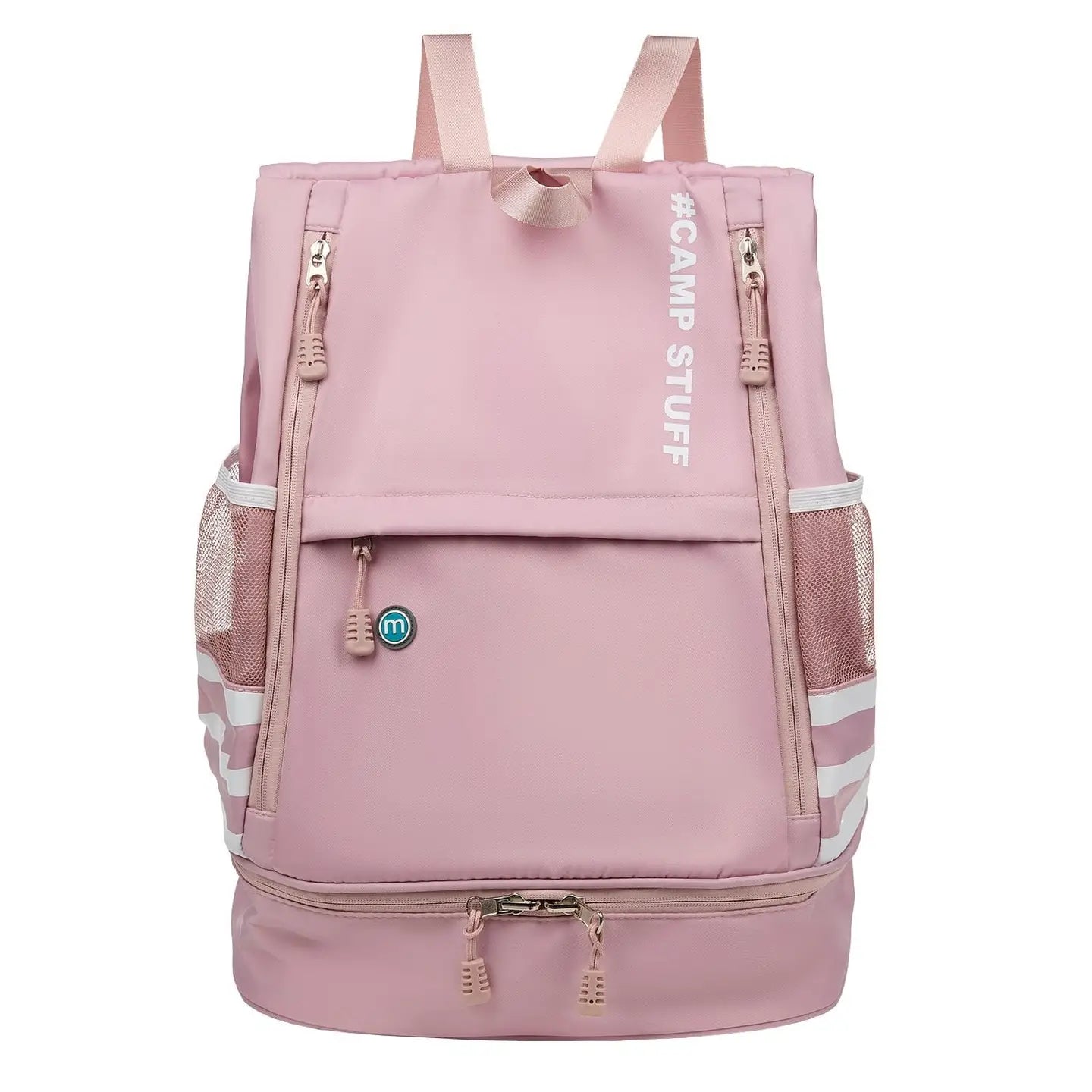 Sporty Side Stripe Waterproof Camp Backpack - Pink