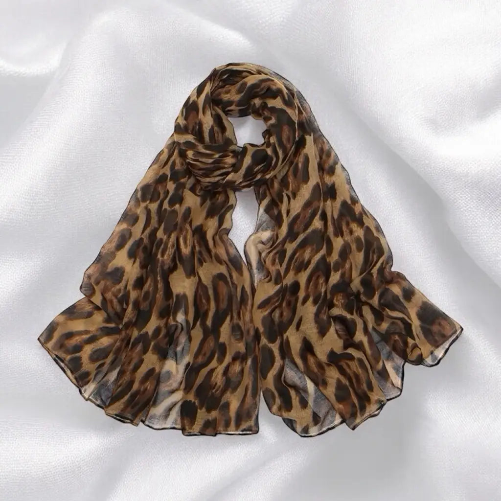 Fine lightweight leopard print scarf