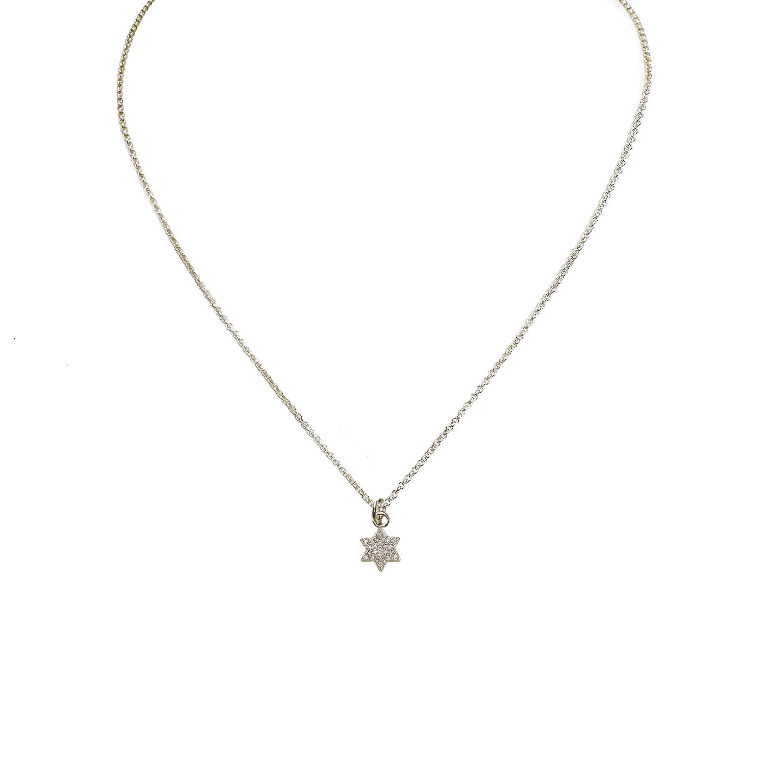 Silver tiny Star of David necklace