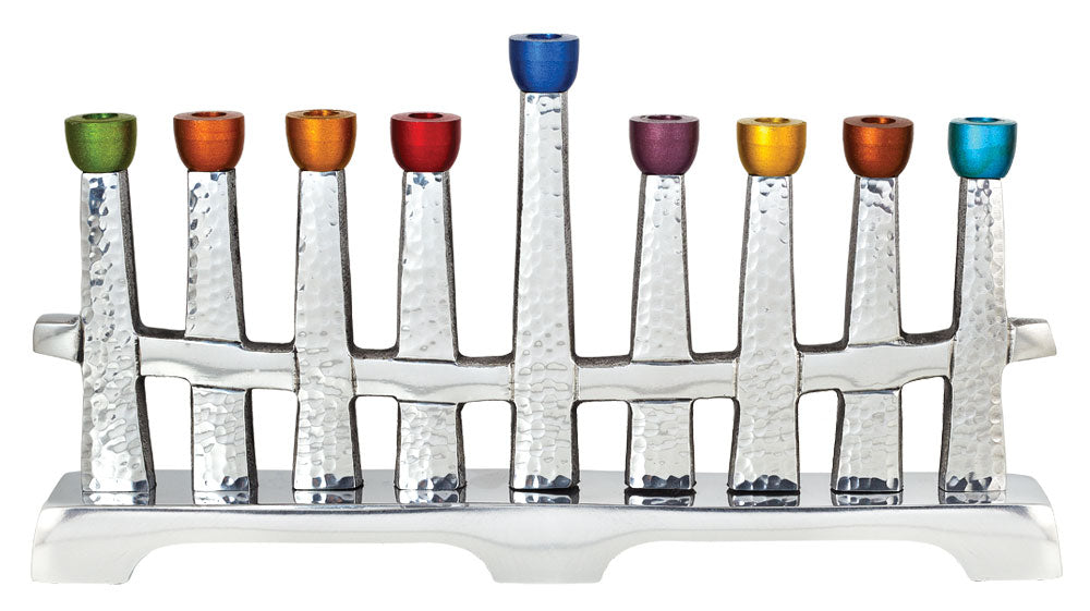 Polished Hammered Colors On The Horizon Aluminum Menorah