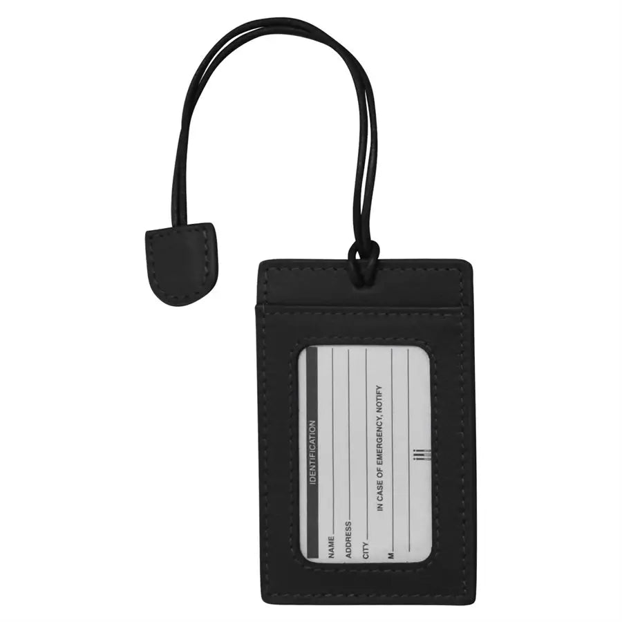 Etiquette de bagage fine en cuir noir