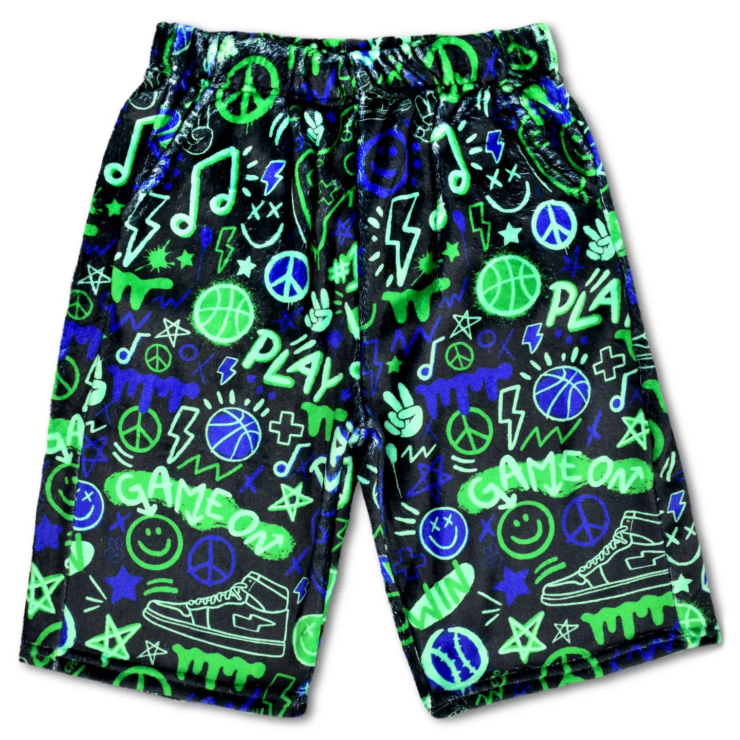 Graffiti gamer plush board shorts