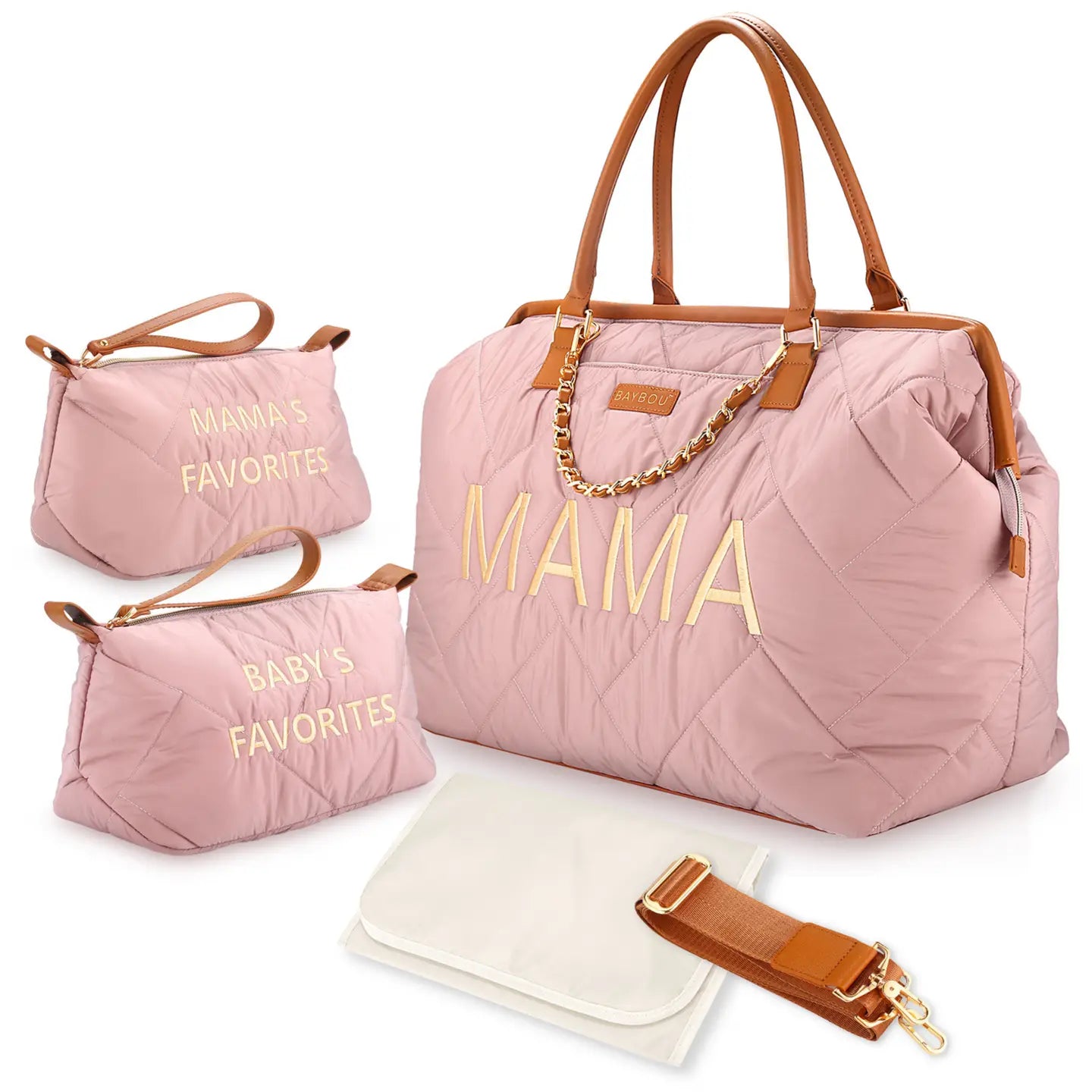 Mama Diaper Bag Tote 3-pc Set (Blush)