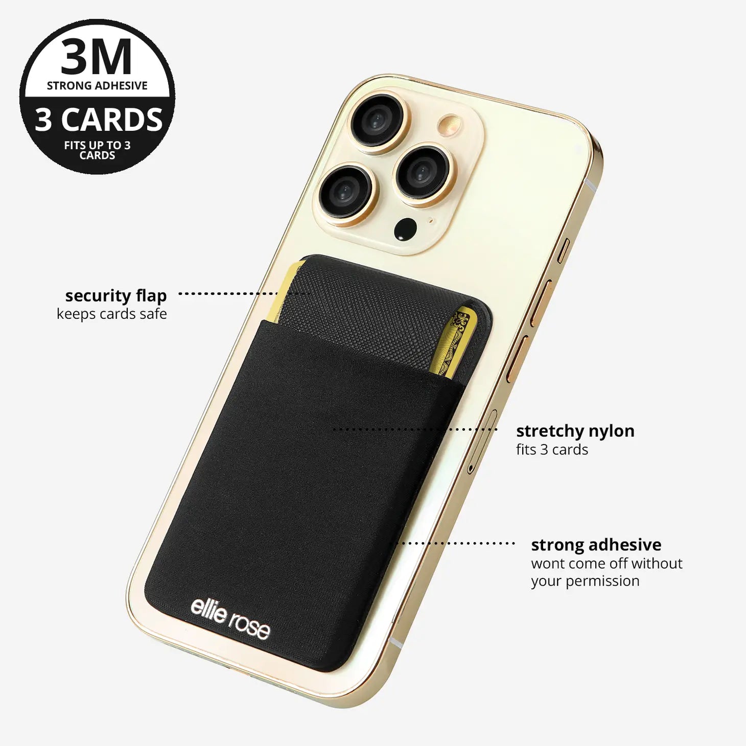 Black stick-on phone pocket