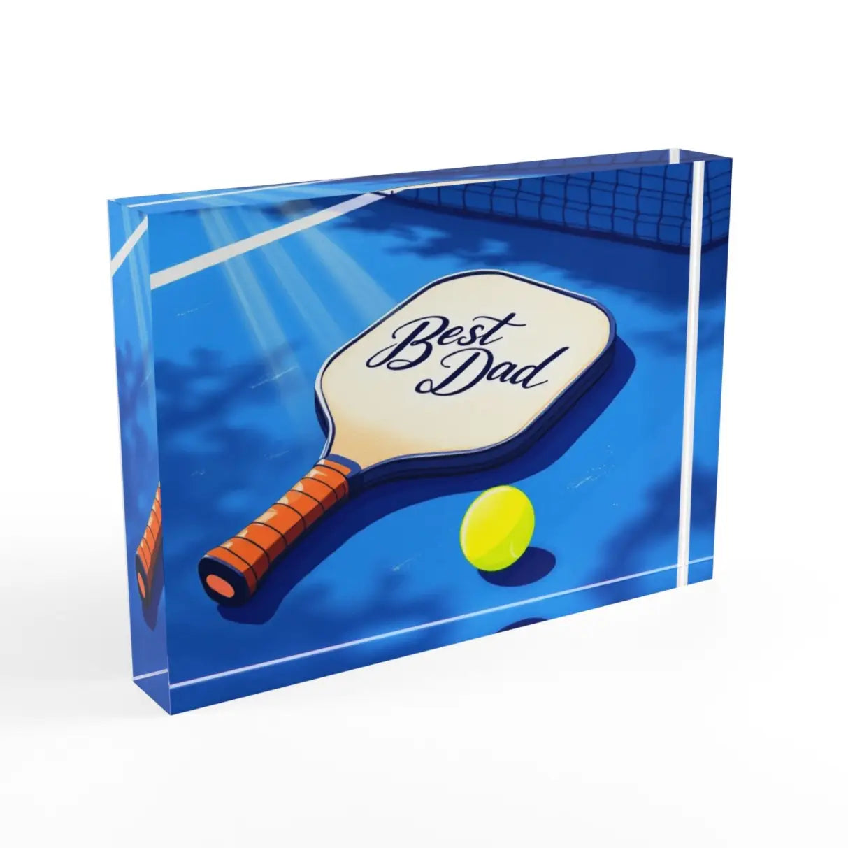 Best Dad Pickleball Crystal Block Table Decor