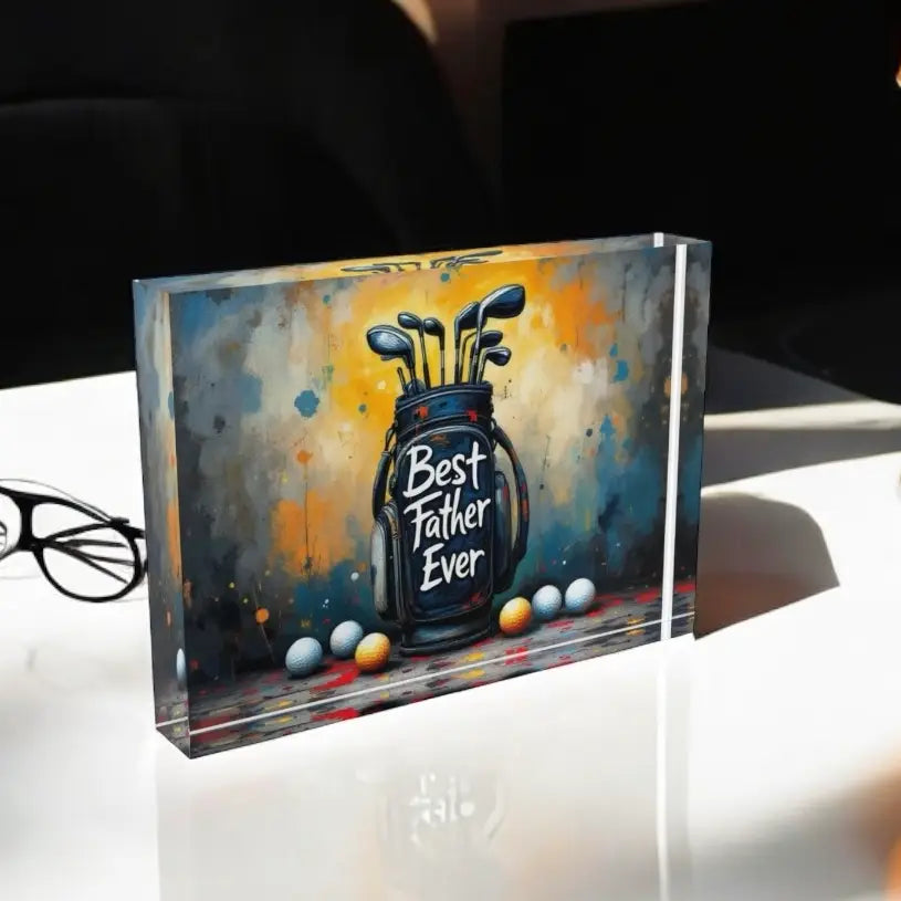 Best Father Ever golf Crystal Block