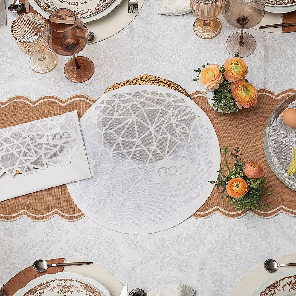 Geometric Matzah Cover white