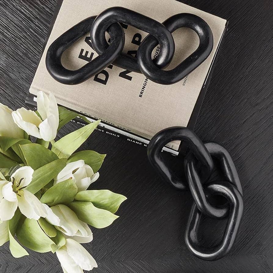 Chaîne à maillons en marbre - Noir