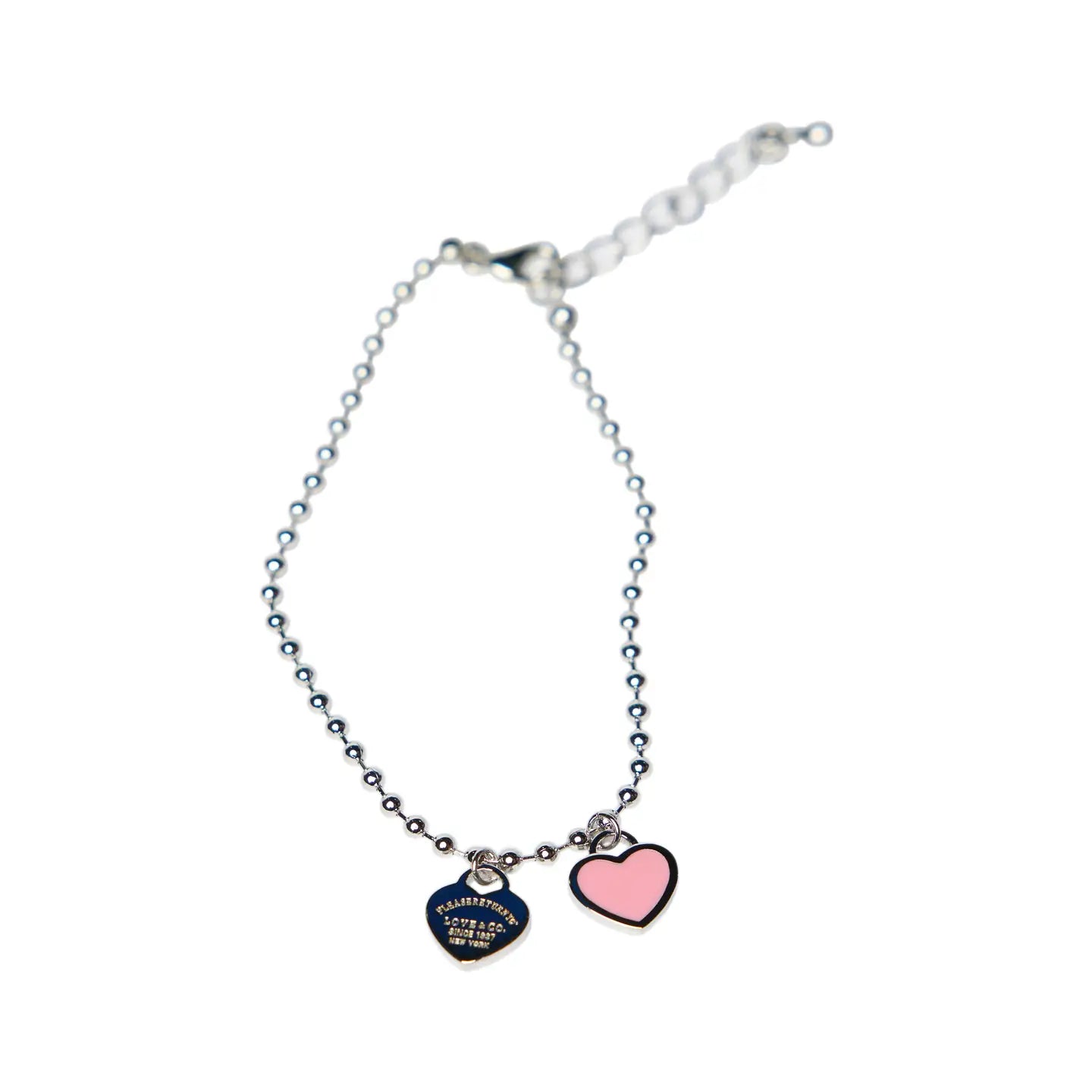 Bracelet double cœur rose