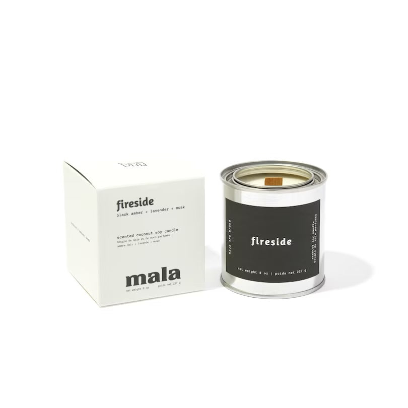 Bougie Mala 8 oz Fireside | Ambre Noir + Lavande + Musc
