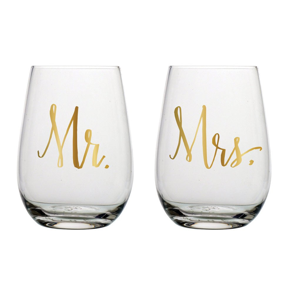 Ensemble de verres à vin - M. et Mme.