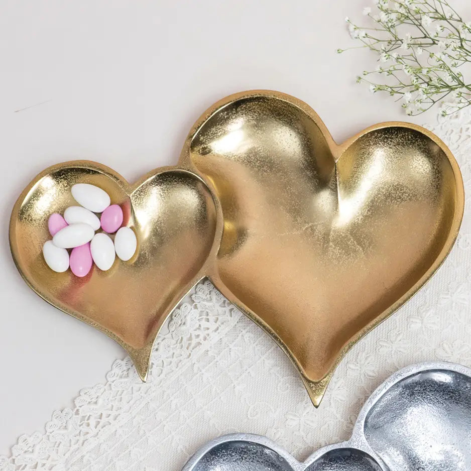 Heart Tray Gilded Textured gold 2-Section