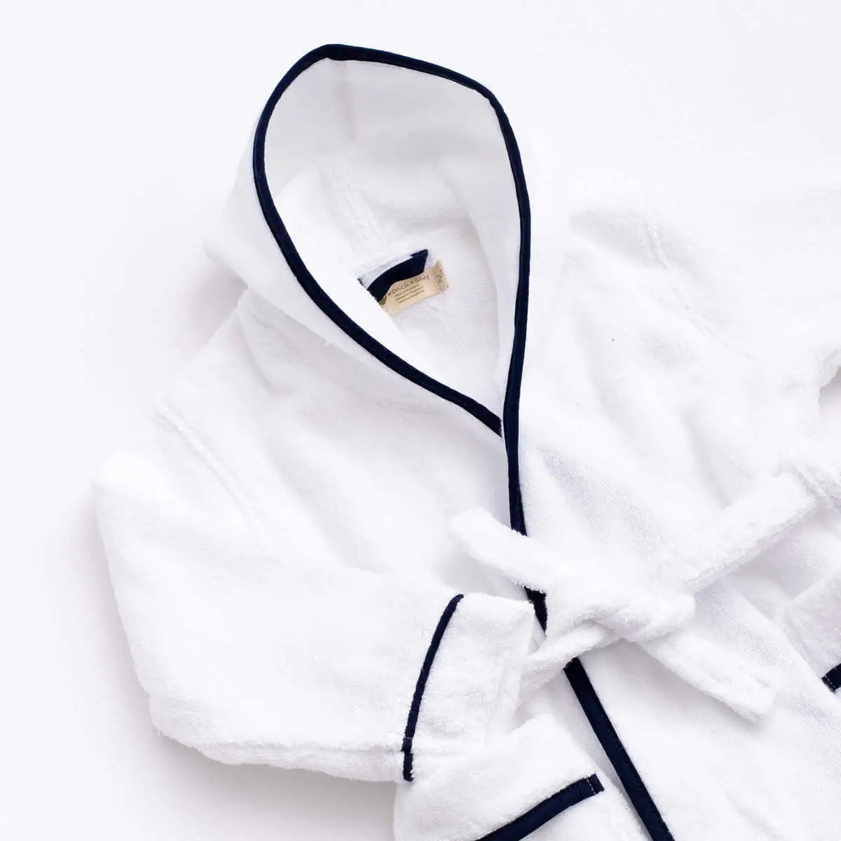 Personalized Terry Bathrobe - White + Navy