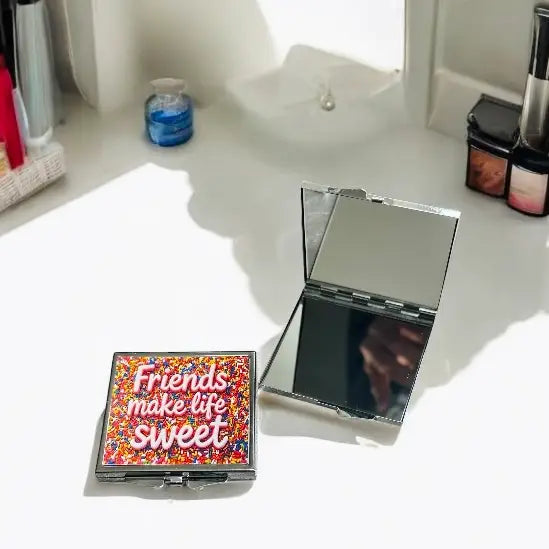 Friends make life sweet Pocket Mirror