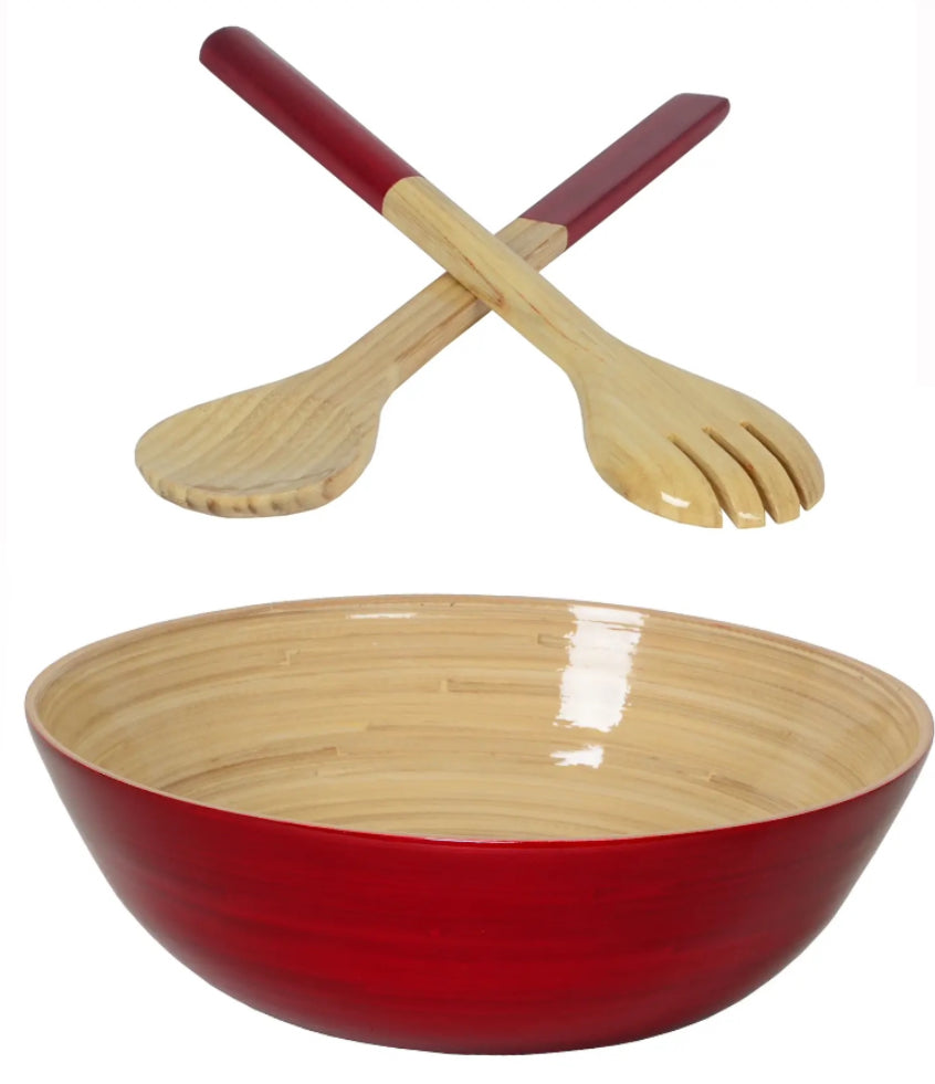 Bamboo Classic Bowl and Serving Set - Red