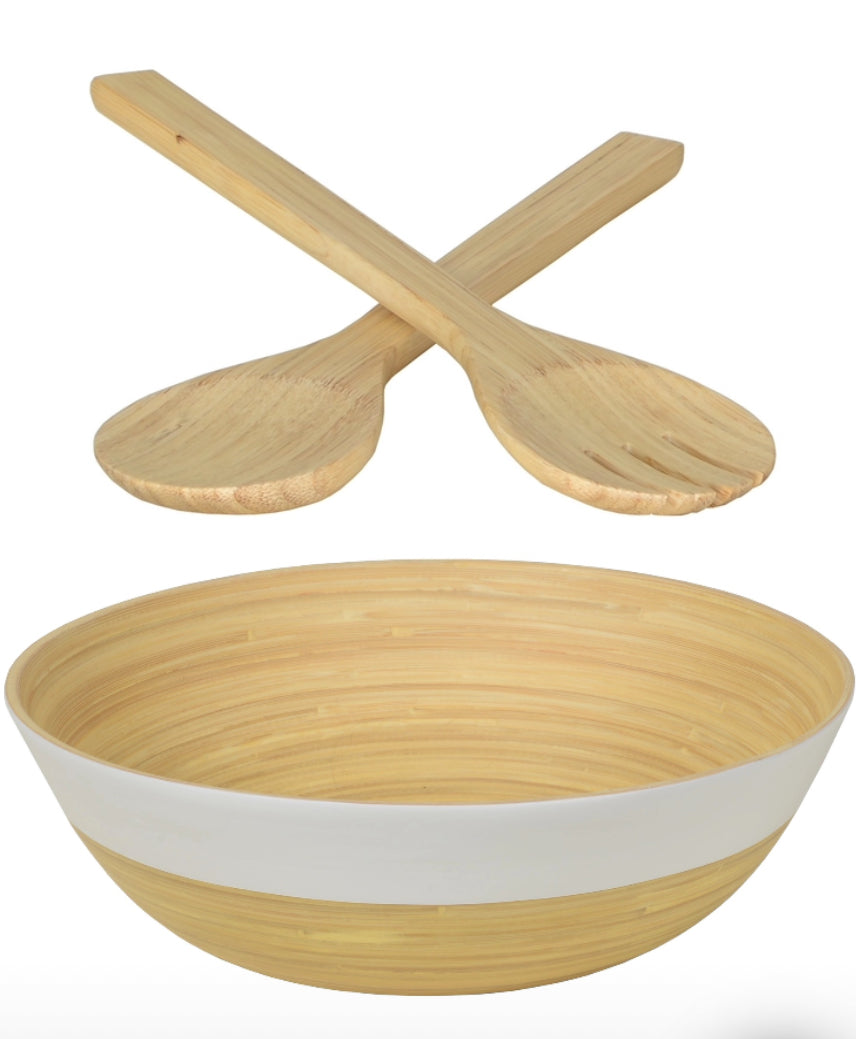 Bamboo Matte Bowl and Serving Set - White