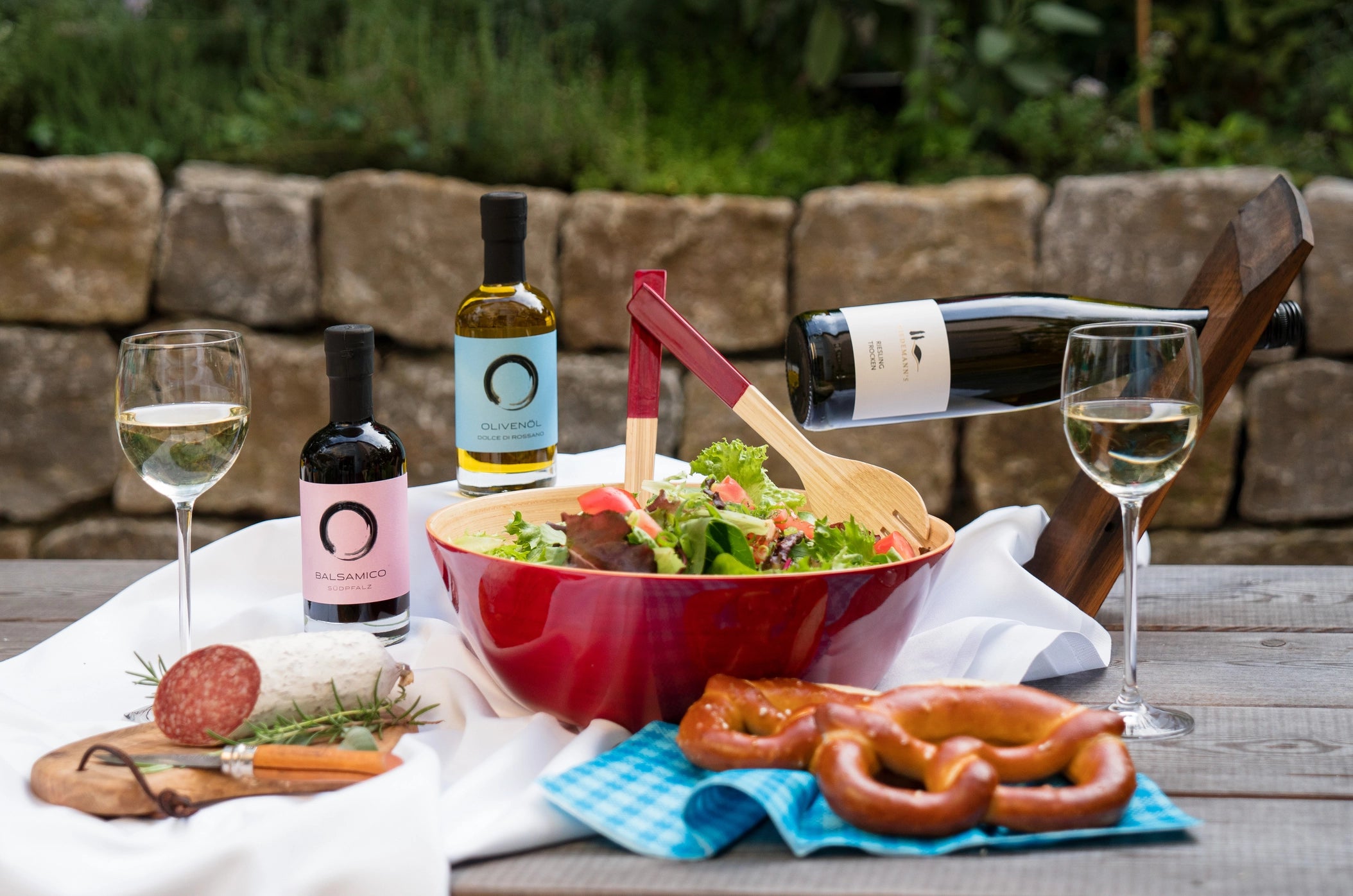 Bamboo Classic Bowl and Serving Set - Red