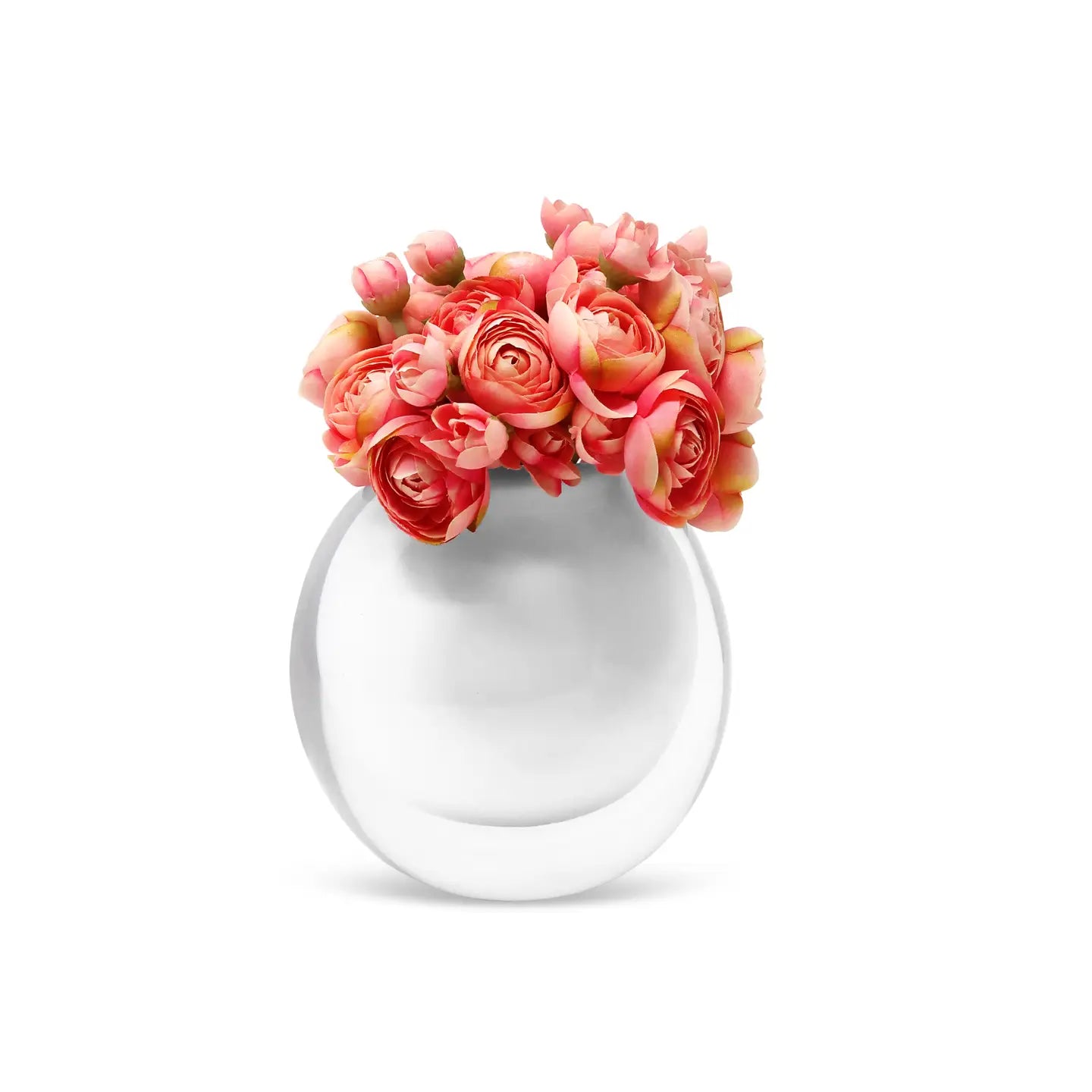 Double Wall White Inlay Glass Vase with Pink Flowers