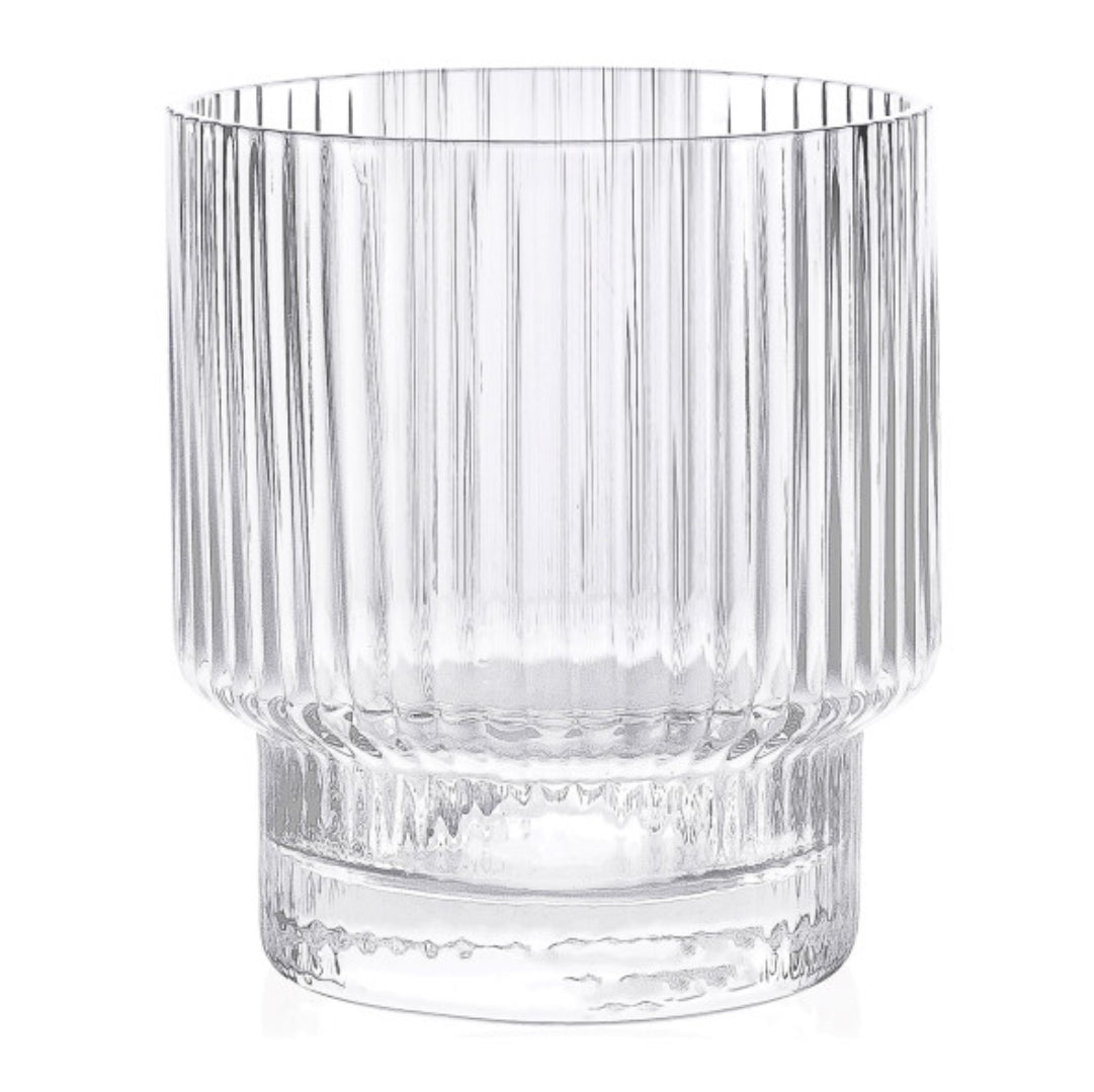 Ribbed Clear Old Fashion Glass 340 ml, Set of 4