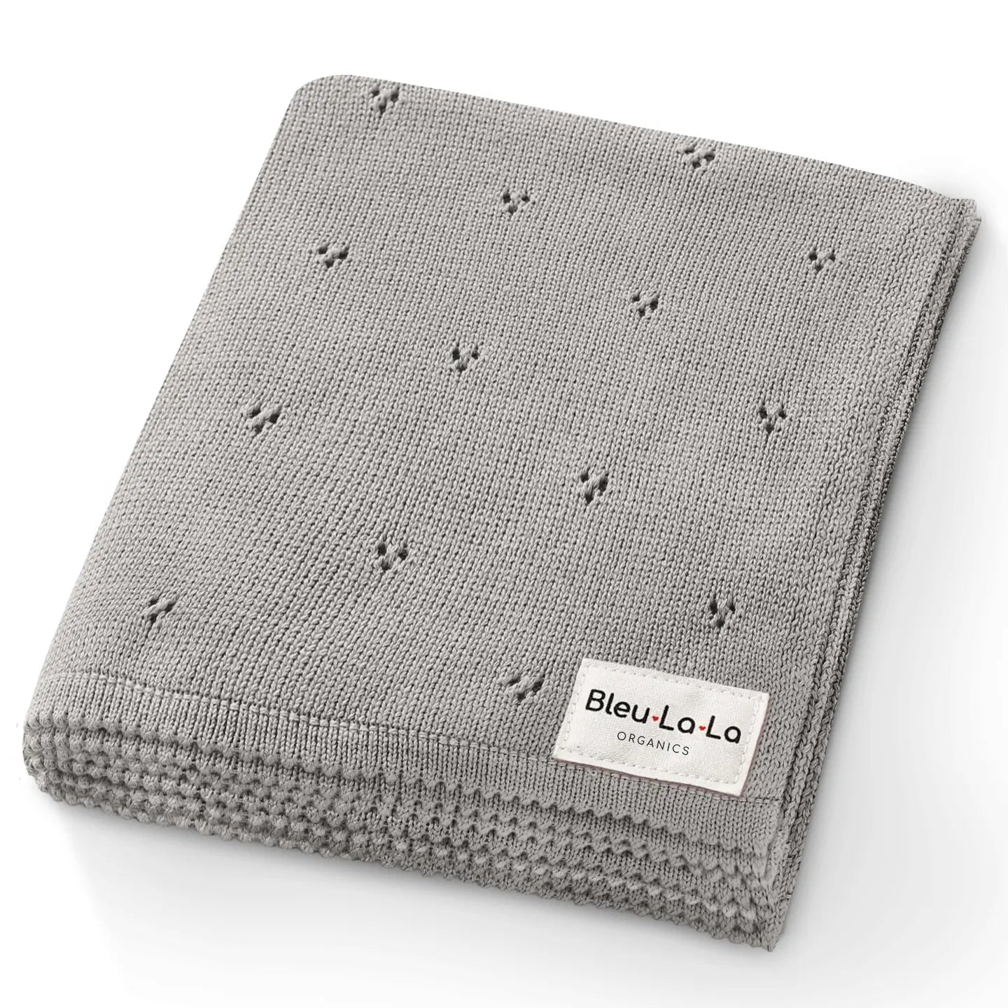 Dove grey Organic Cotton Pointelle Receiving Baby Blanket