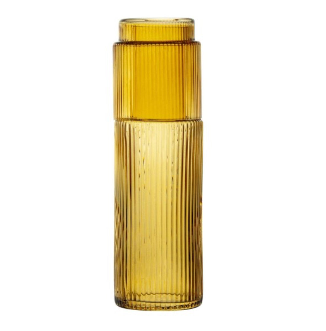 Ribbed Amber Deskside Carafe and Glass Ensemble 0.6 L