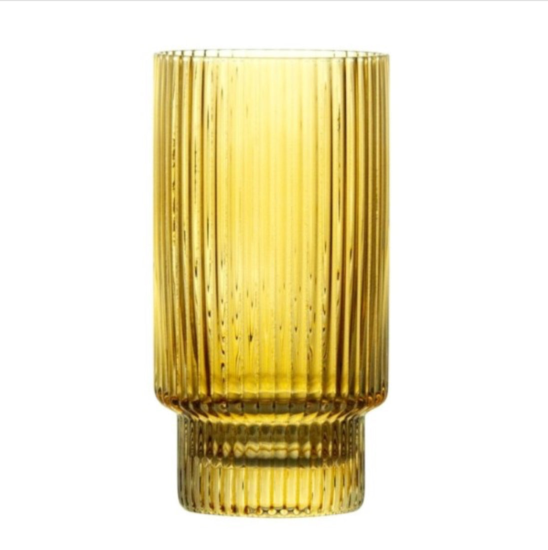 Ribbed amber Highball Glass 420 ml, Set of 4