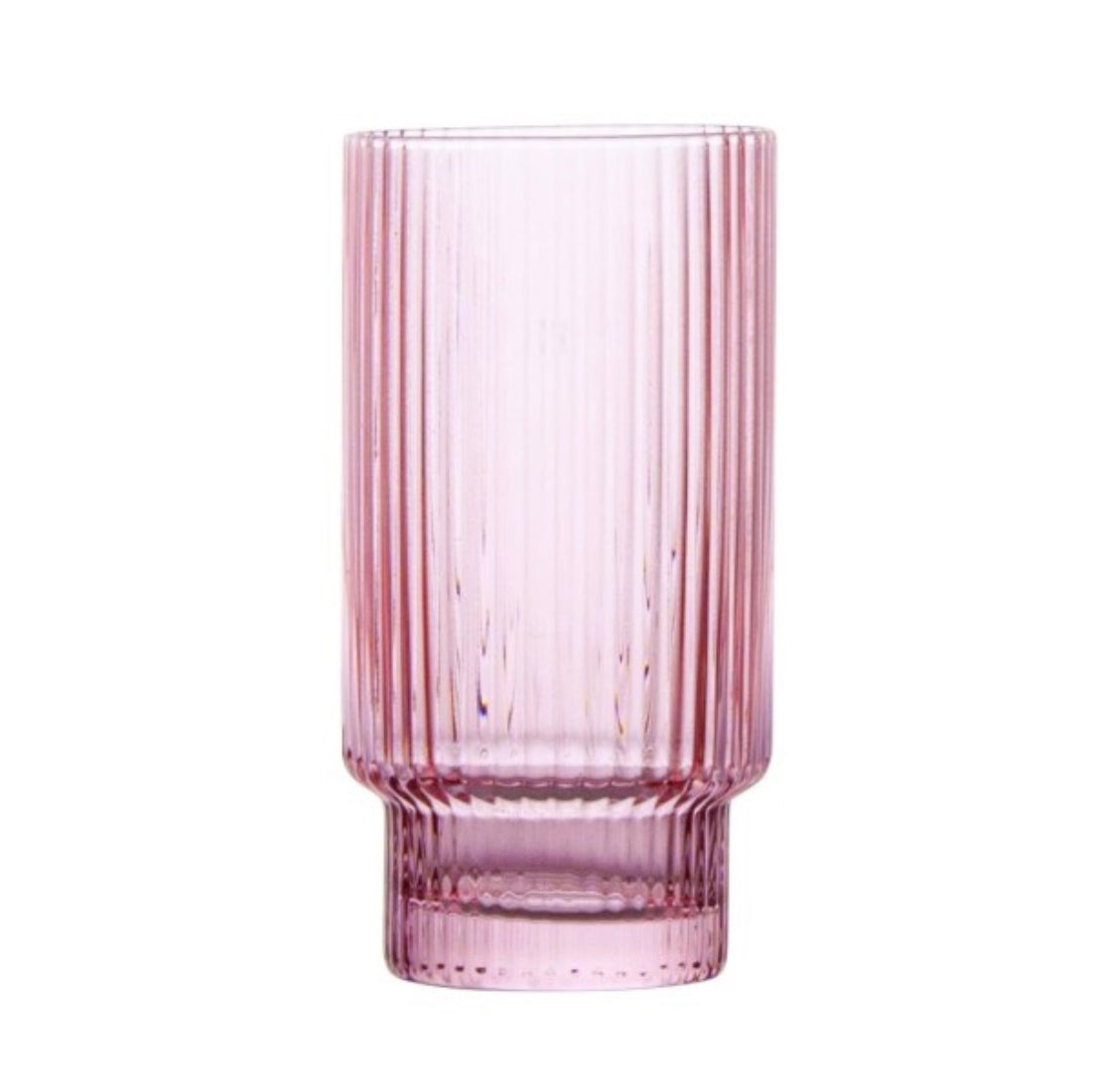 Ribbed pink Highball Glass 420 ml, Set of 4