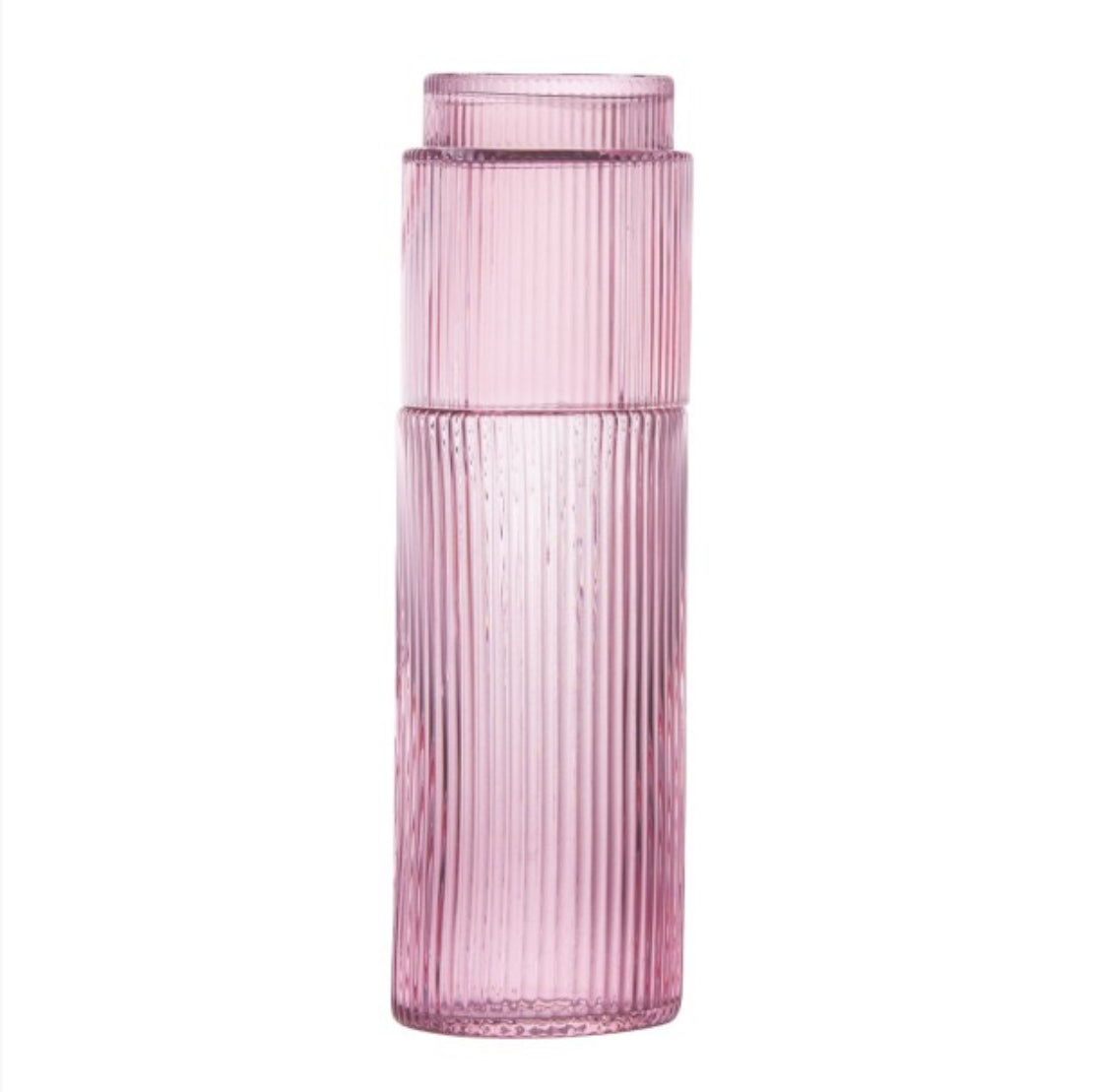 Ribbed pink Deskside Carafe and Glass Ensemble 0.6 L