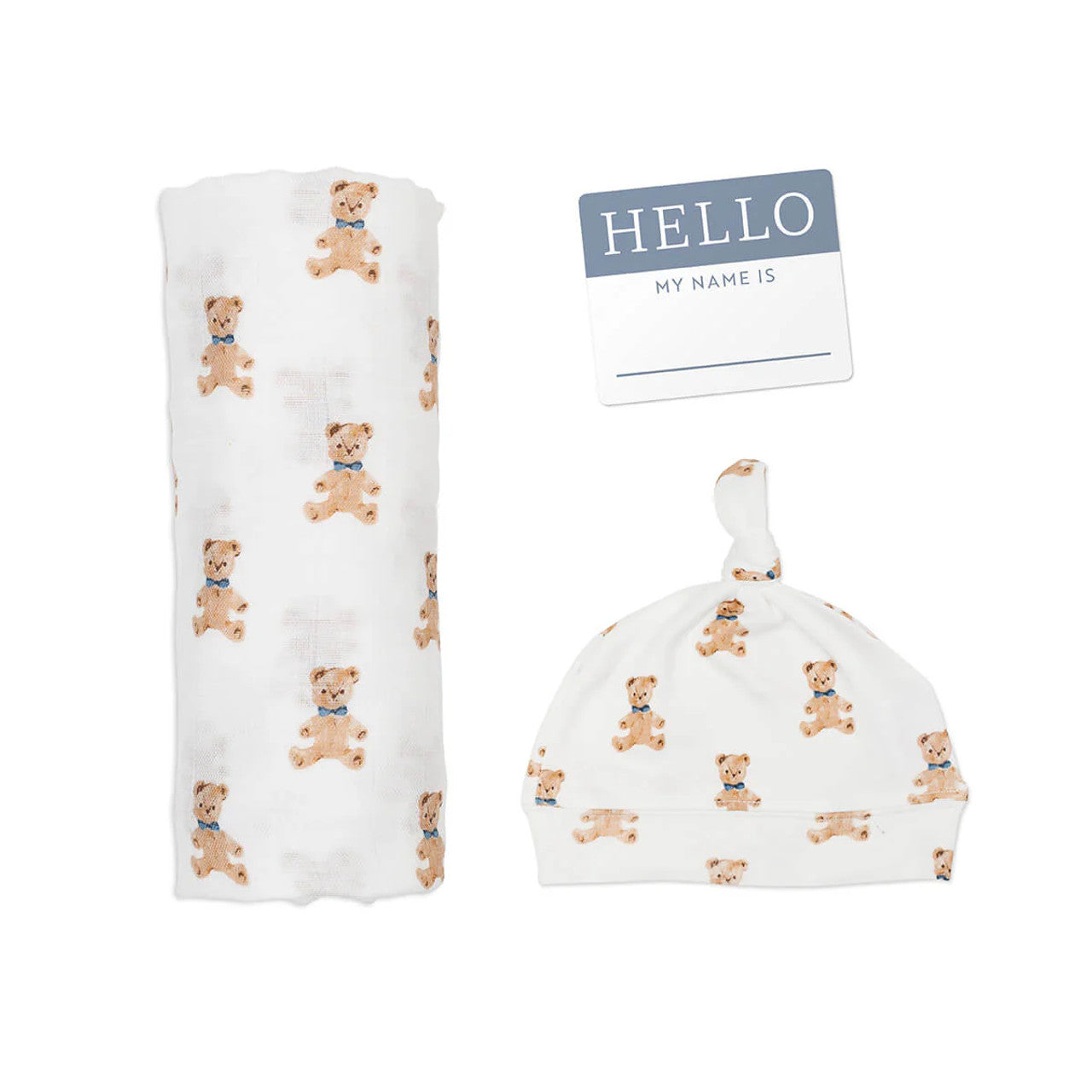 Hello World swaddle & Knotted Hat – Bears