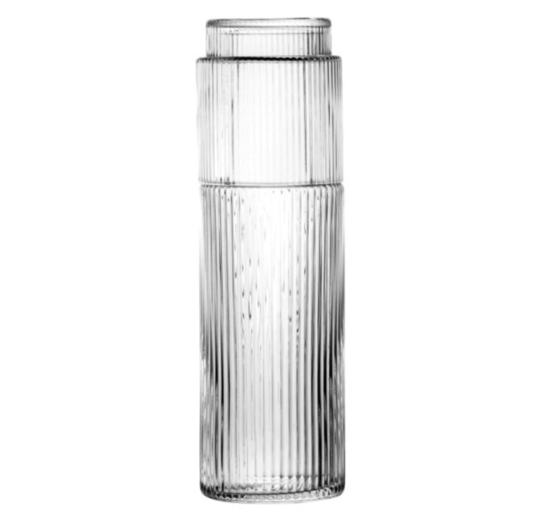 Ribbed clear Deskside Carafe and Glass Ensemble 0.6 L