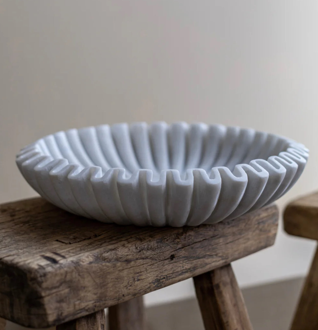 Marble Fluted Scalloped Bowl, Large