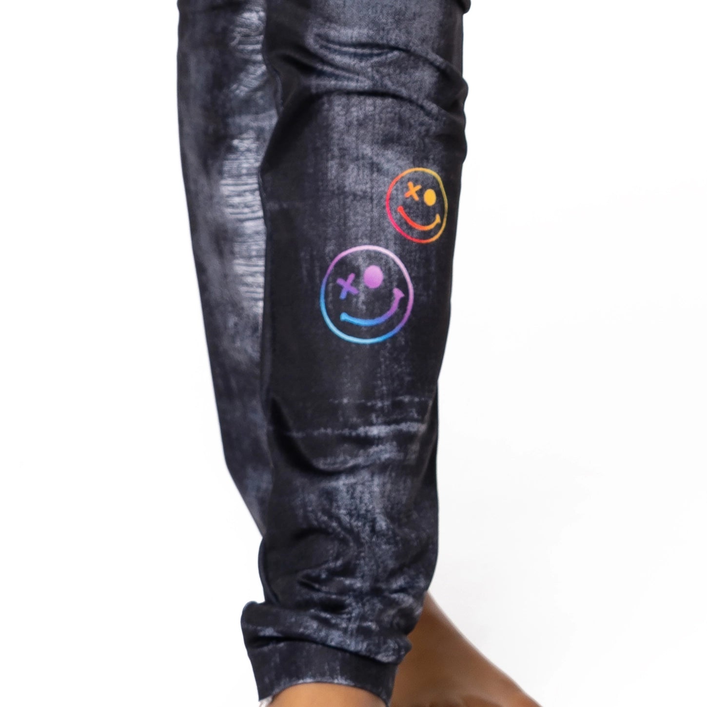 Leggings en jean pour filles avec imprimé Happy Faces ombré - taille 7-10