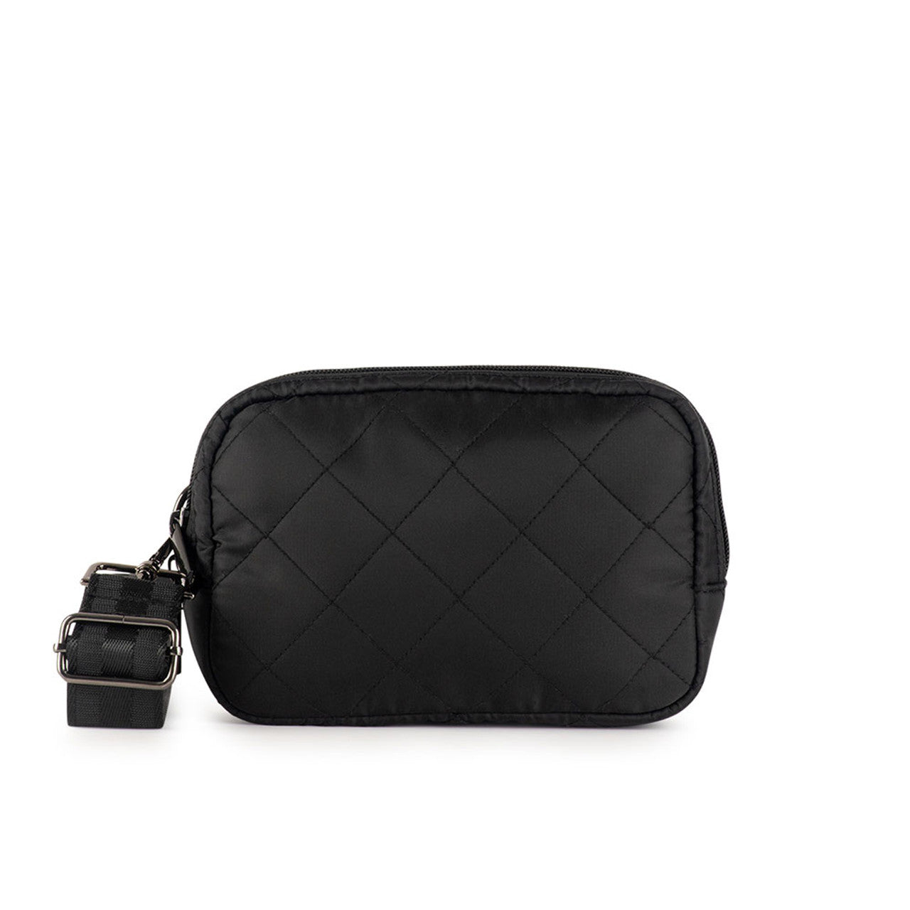 Nylon quilted belt bag -Black