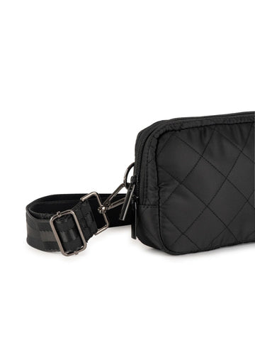 Nylon quilted belt bag -Black