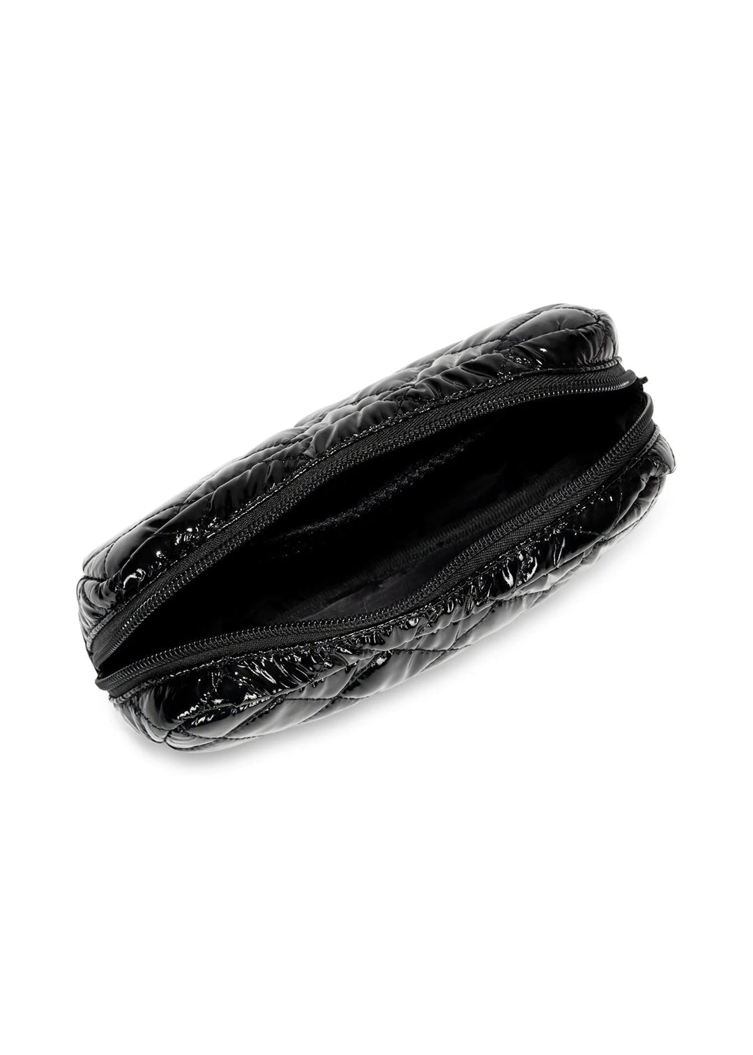 Reflective puffer quilted cosmetic case - Black