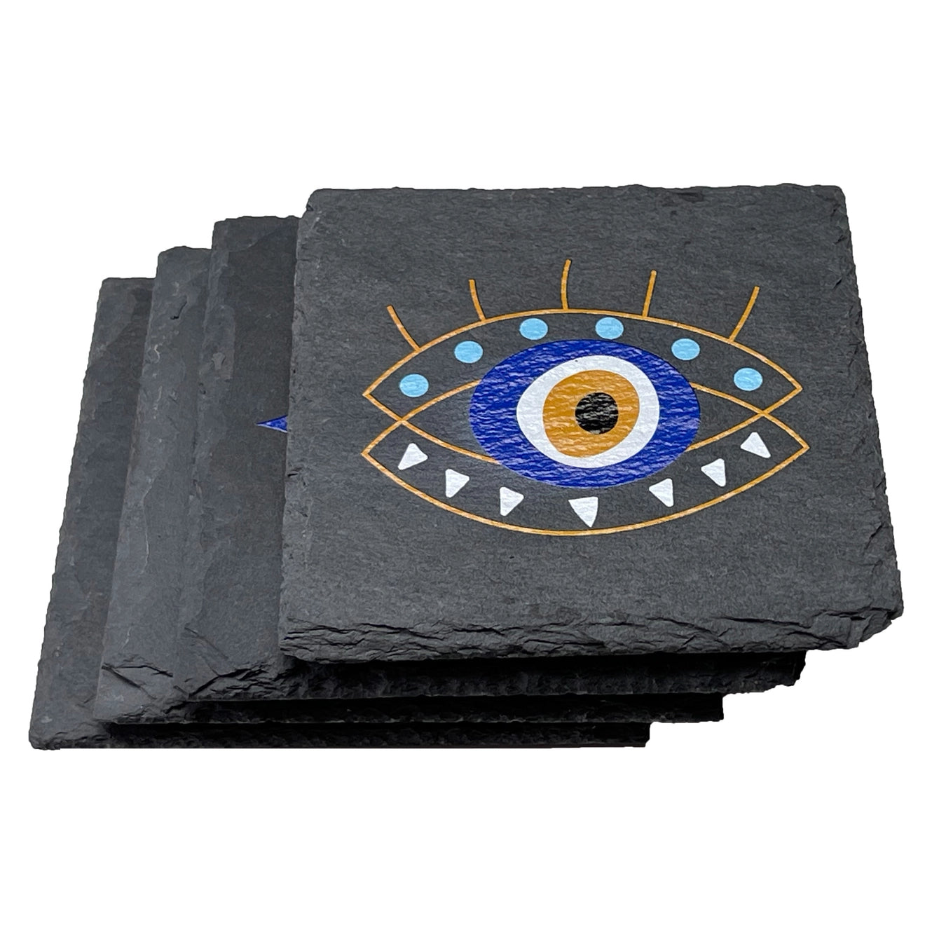 Sous-verres en ardoise Evil Eye, lot de 4