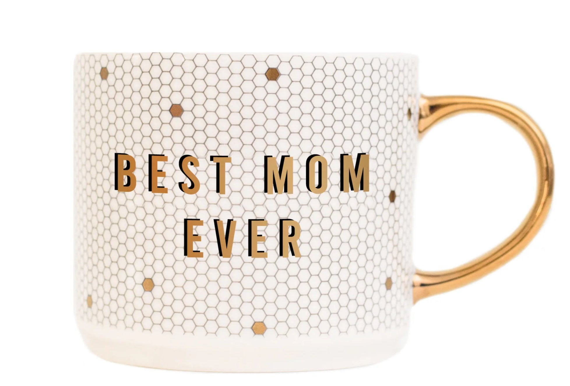 Tasse à café en carreaux dorés « La meilleure maman de tous les temps »