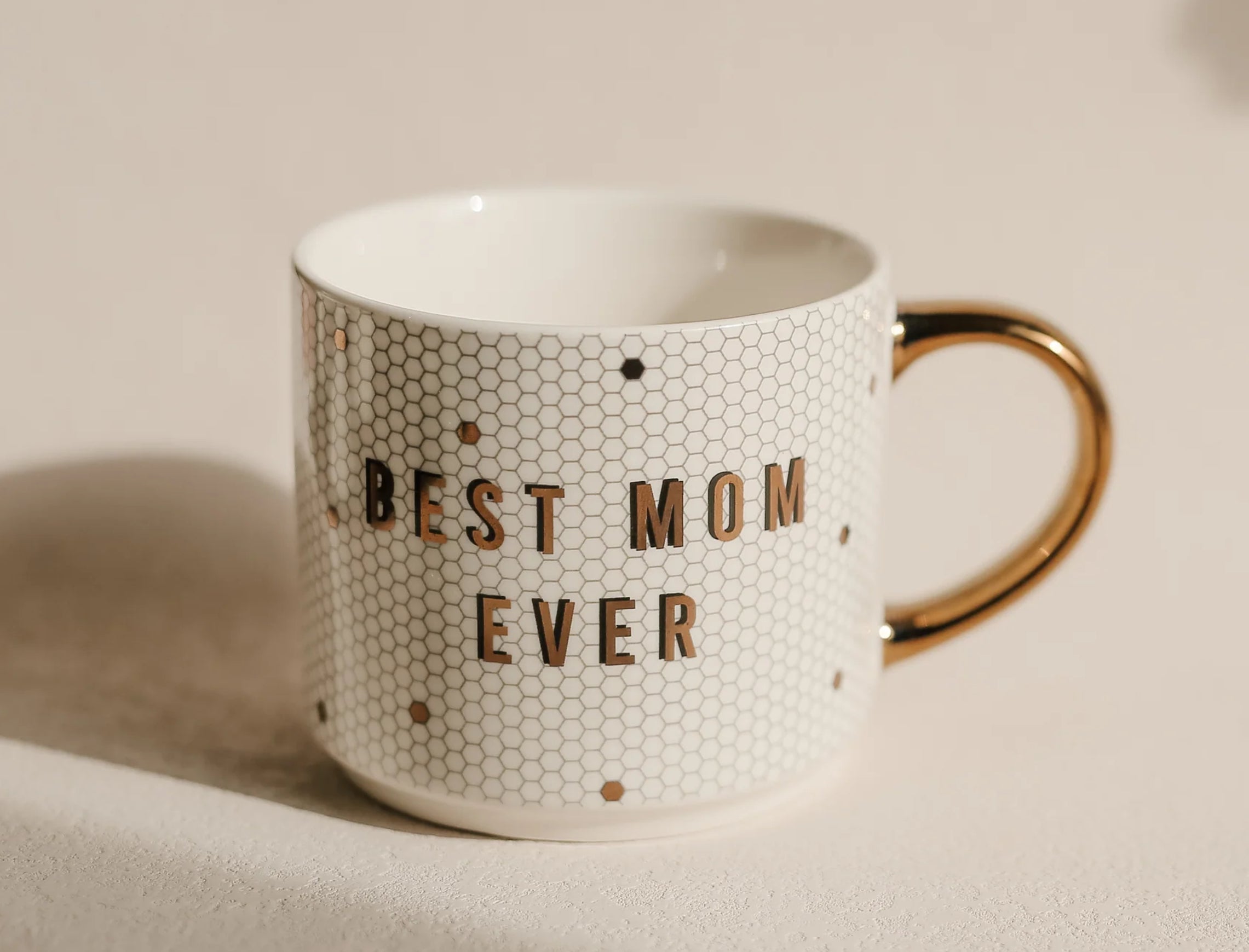 Tasse à café en carreaux dorés « La meilleure maman de tous les temps »