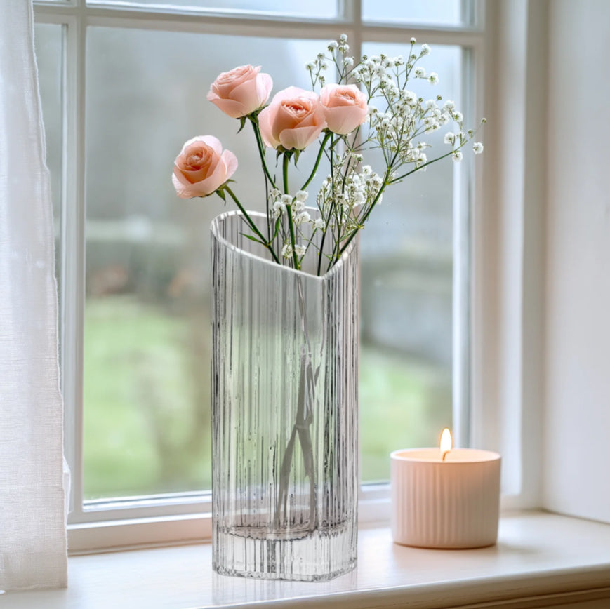 Heart Shape 8.5h" Glass Vase - Clear