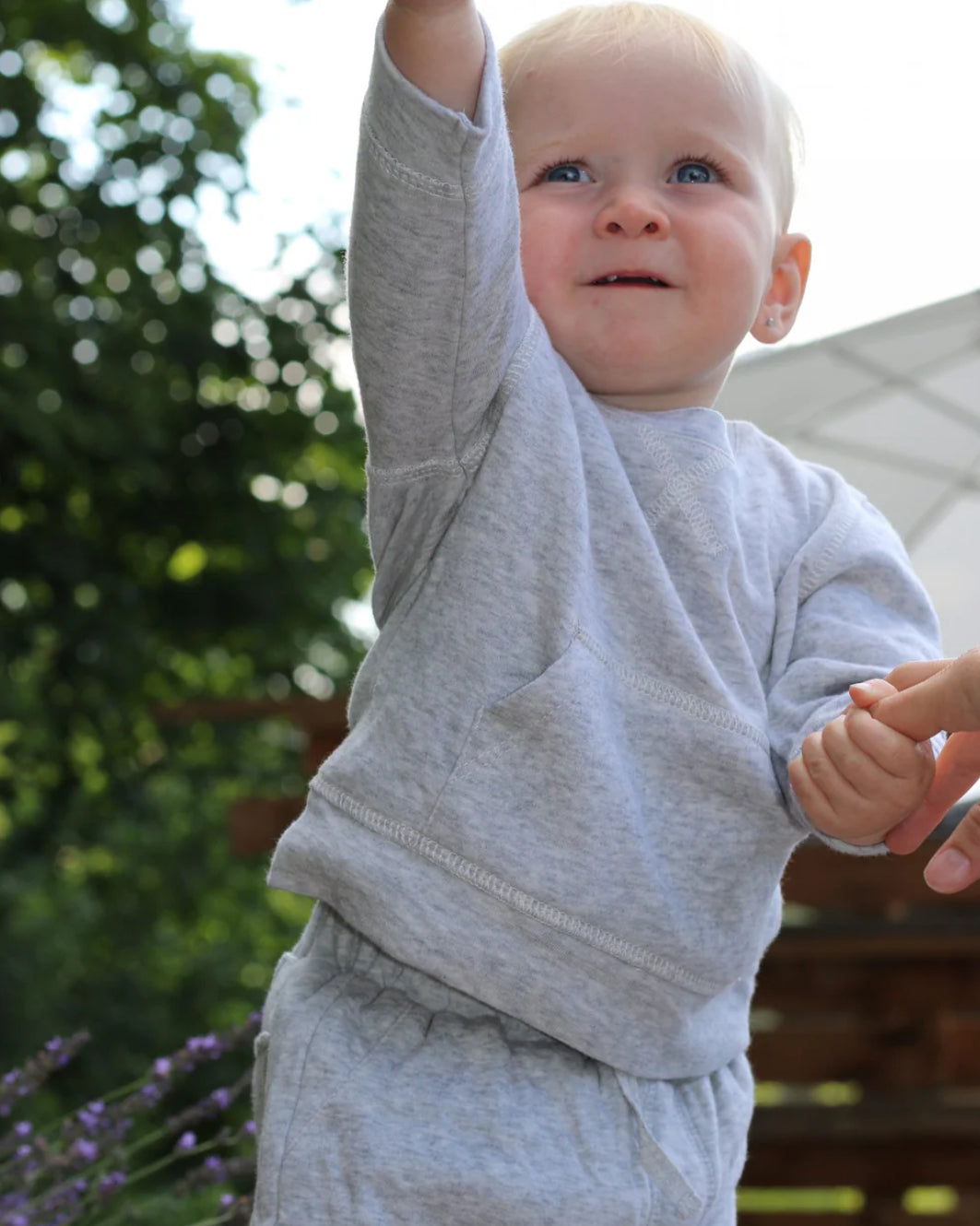 Baby two piece Jogger Set - Light Grey Fleck