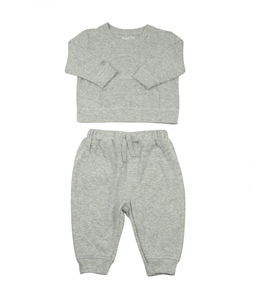 Baby two piece Jogger Set - Light Grey Fleck