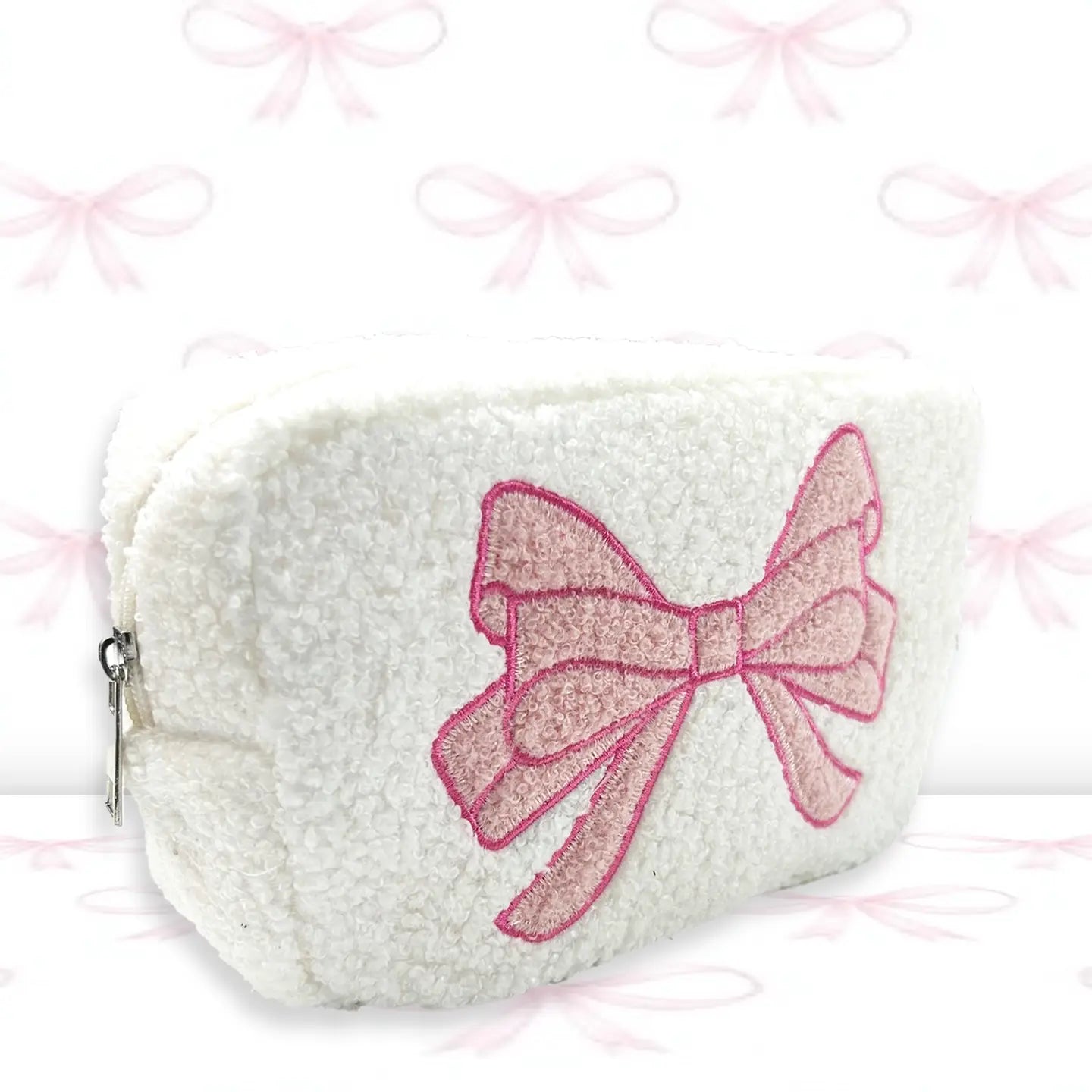 Pink Bow Sherpa Pouch