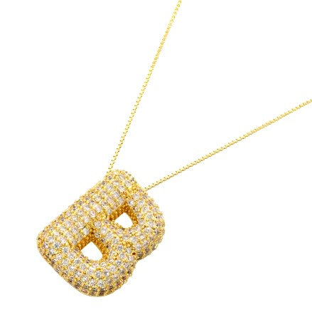 Bubble letter crystal necklace