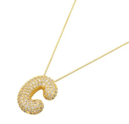 Bubble letter crystal necklace