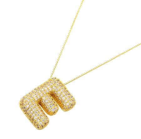 Bubble letter crystal necklace