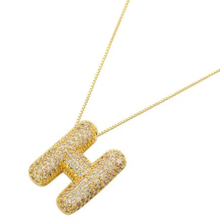 Bubble letter crystal necklace