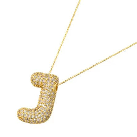 Bubble letter crystal necklace